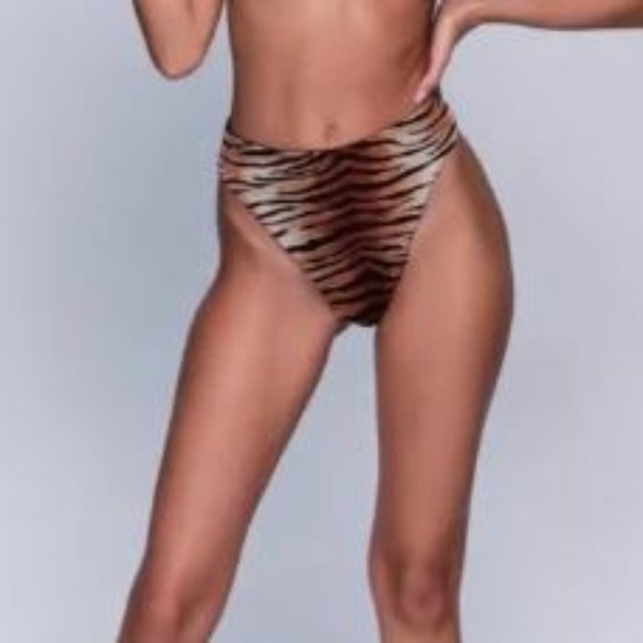 Cherina Beachwear George Tiger Print Swim Bikini Bottom Large $80 - Picture 2 of 6